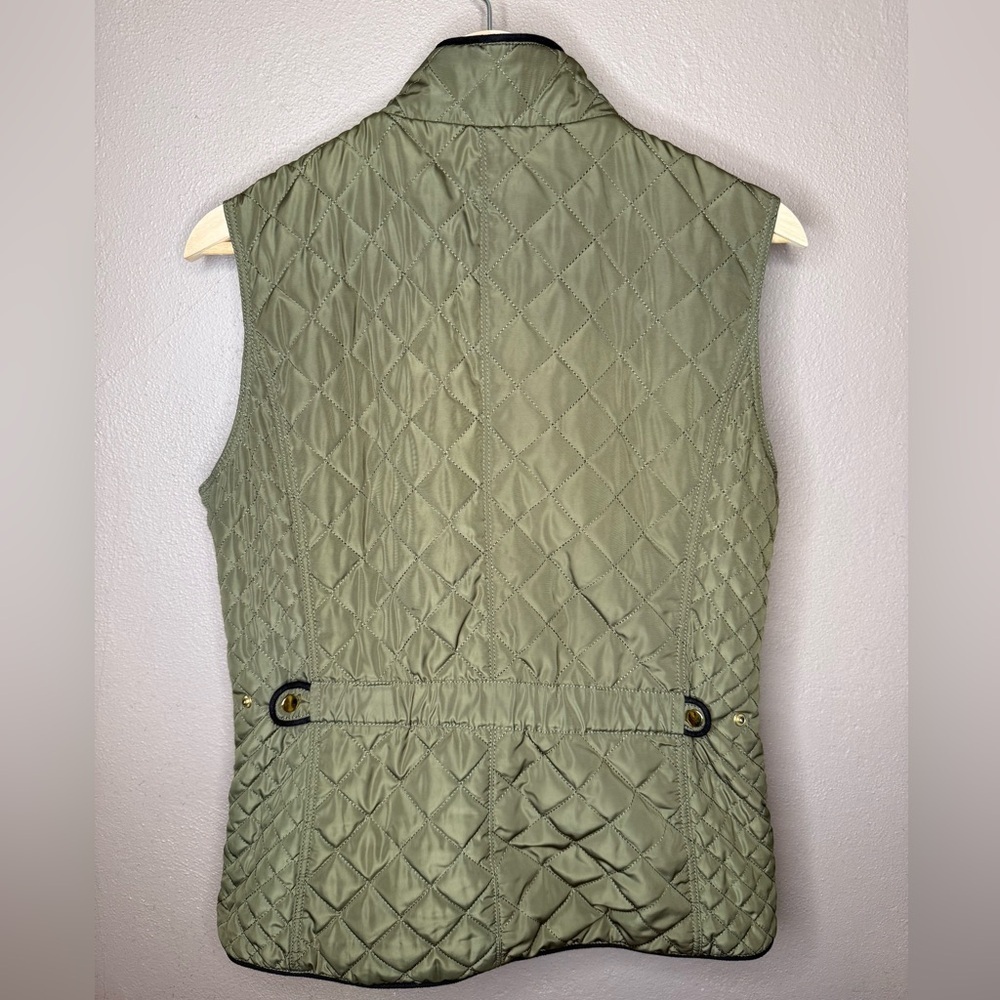 Fate Rowan Women's Olive Green Quilted Vest with Black Trim Size Large Outwear - Picture 11 of 16